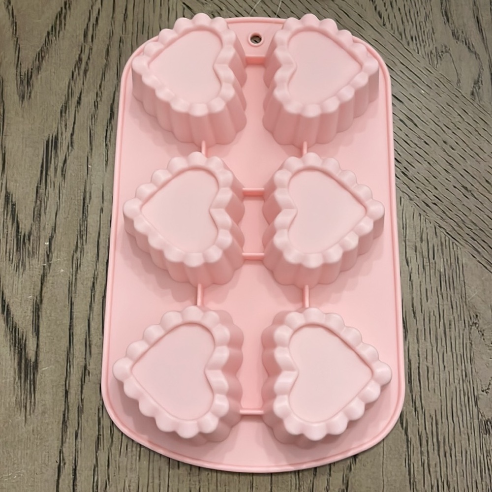 Silicone Heart Shaped Baking Mold Pink